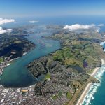 Dunedin, Otago Peninsula & Harbour, & Pacific Ocean – aerial