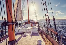 Sports for Expensive Tastes Old sailing ship at sunset.